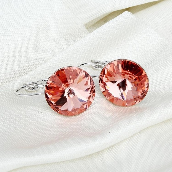 Crimson Austrian Crystal Platinum Plated Earrings - Picture 1 of 1